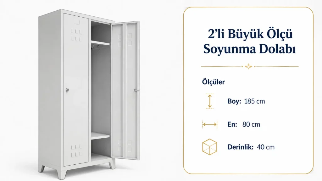 2li büyük ölçü soyunma dolabı Ölçü boy185cm en80cm derinlik 40cm