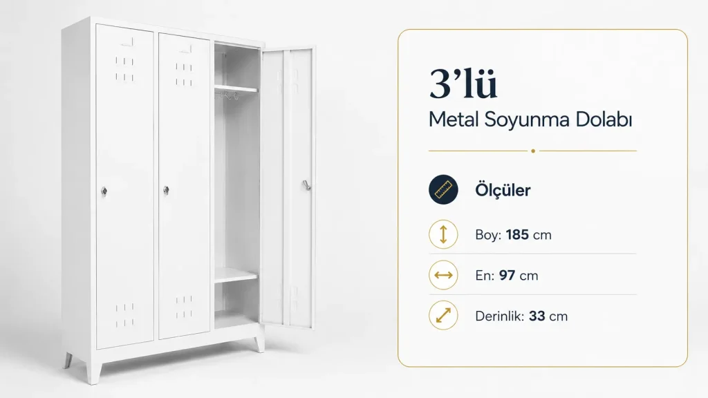 3lü metal soyunma dolabı Ölçü boy185cm en97cm derinlik33cm