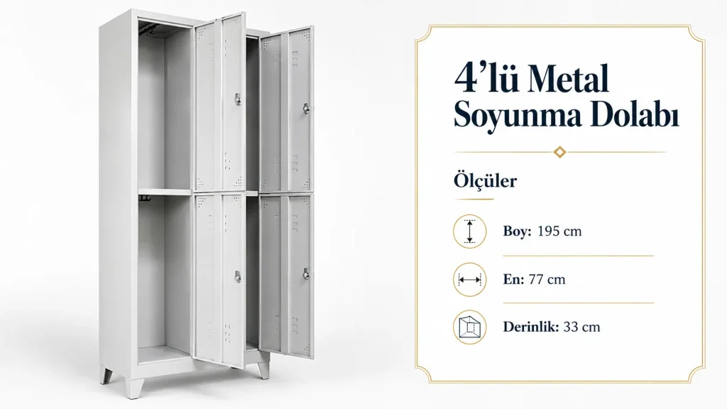 4lü metal soyunma dolabı Ölçü boy195cm en77cm derinlik33cm