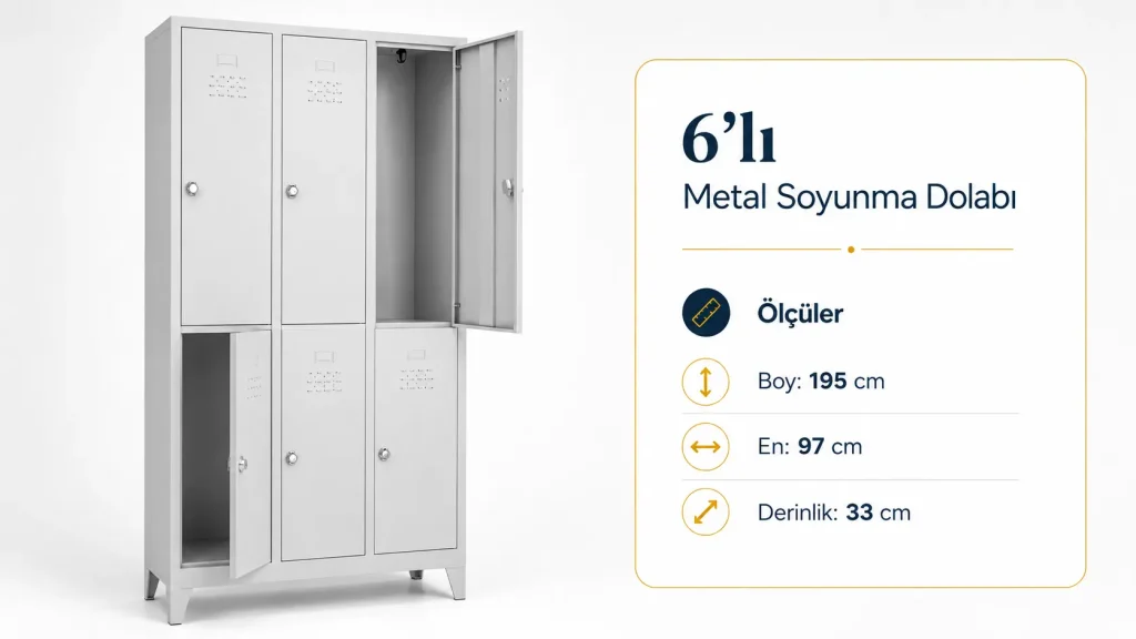 6lı metal soyunma dolabı Ölçü boy195cm en97cm derinlik33cm