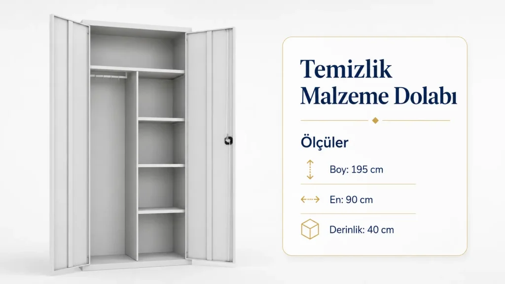 Temizlik malzeme dolabı Ölçü boy195cm en90cm derinlik40cm