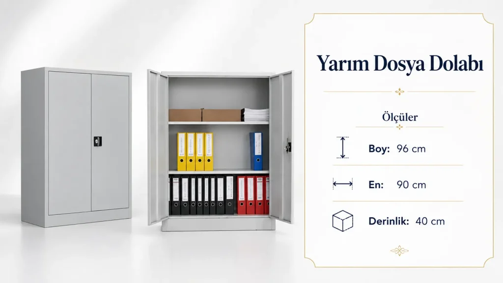 Yarım dosya dolabı . ölçü boy96cm en90cm derinlik40cm